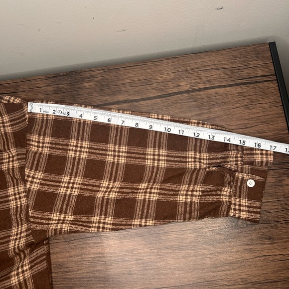 SHEIN Shirt Women’s 1X Brown Long Sleeve Button Down Patch Work - Picture 6 of 7